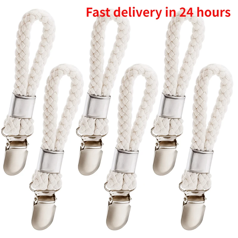 4/6PCS Bathroom Towel Clips Braided Multipurpose Cloth Hanger Bathroom Cotton Loop Towel Clip  Metal Clamp Kitchen Home Storage