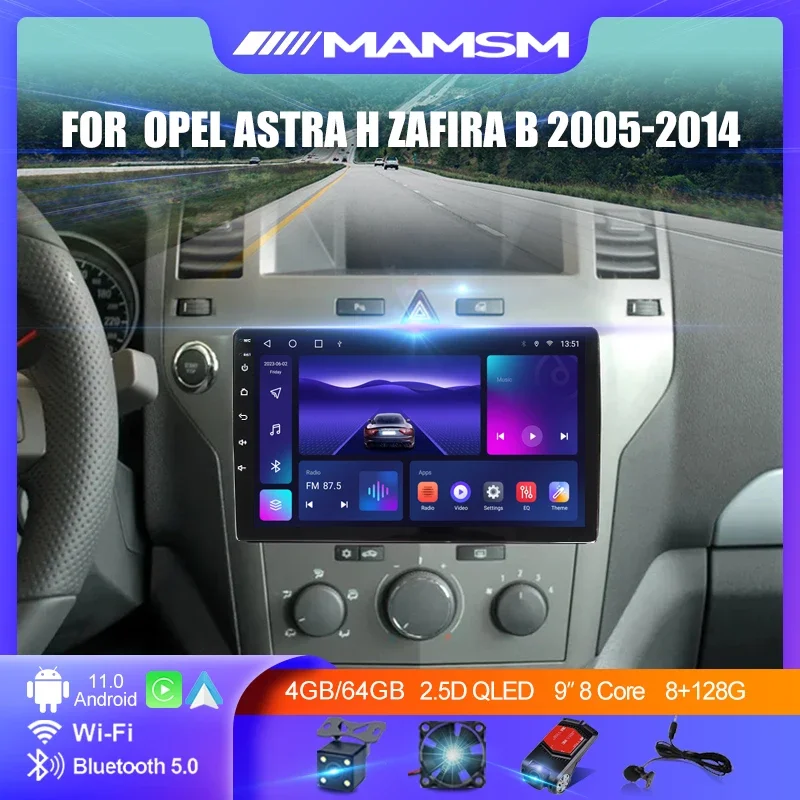 MAMSM Android 12 Car Radio For Opel Astra H Zafira B 2005-2014 Multimedia Video Player GPS Carplay Auto Navigation Player 8+128G