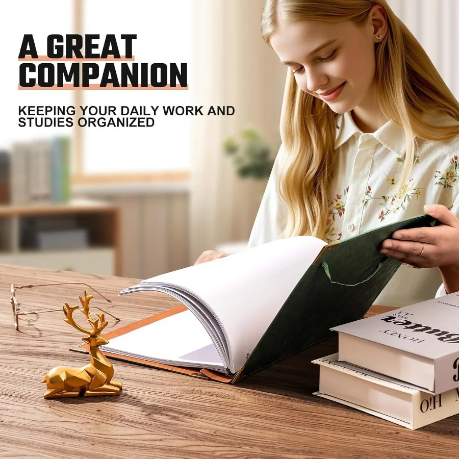 Leather 3 Ring Binder Fits 8.5"x11" Letter Size Paper 1 Ih Round Ring Binder Holds 200 Sheets Notebook Cover Loose Leaf Organiz