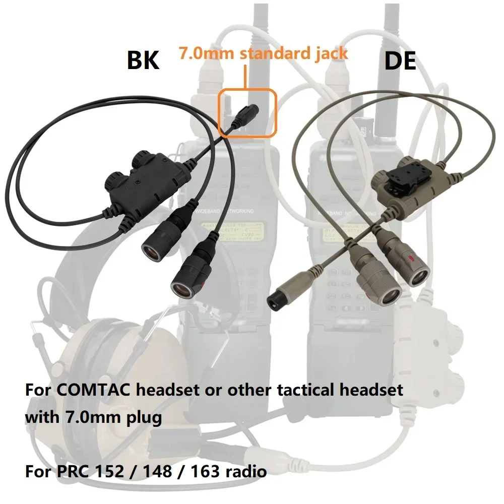 

TCIHEADSET Tactical Headset Adapter U94 RAC 6 Pin Dual Communication Ptt for COMTAC Airsof Shooting Headset and PRC 152/163 Radi