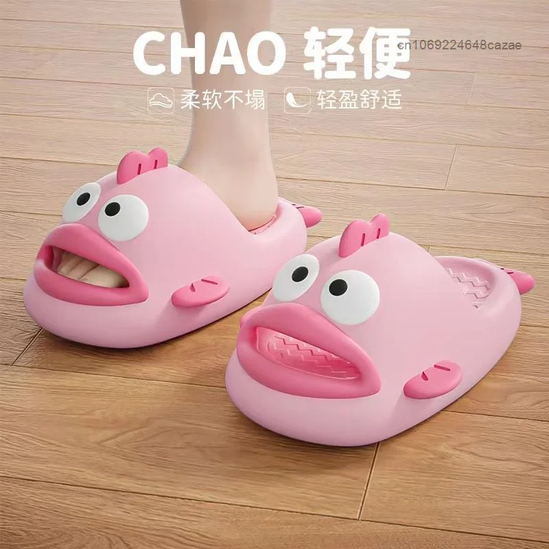 Sanrio Hangyodon Summer Soft Thick Sole Kawaii Shoes Home Creative Design Anti Slip Funny Slippers Y2k Women Beach Cute Slip Ons