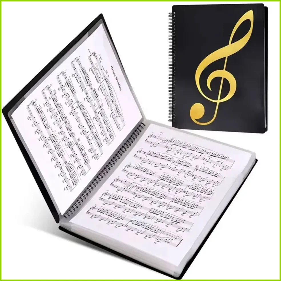 Flexible 40 Pages Piano Music Score Folder A4 Music Book Clip Sheet Note Folder Piano Paper Sheets Music Binder For Practice