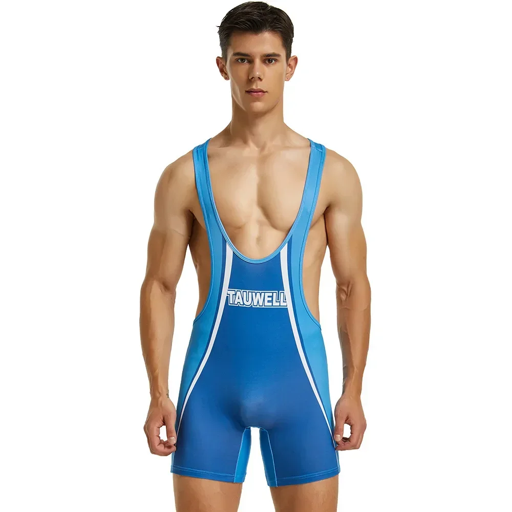 Camiseta masculina wrestling singlet fitness bodysuit correndo elástico bodywear musculação macacão de secagem rápida maiô