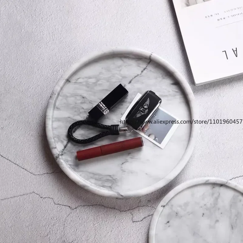 

Nordic Style Tray Natural Marble Trays Creative Storage Trays Decorative Dining Pad Dessert Plate Modern Simple Design Cup Mat