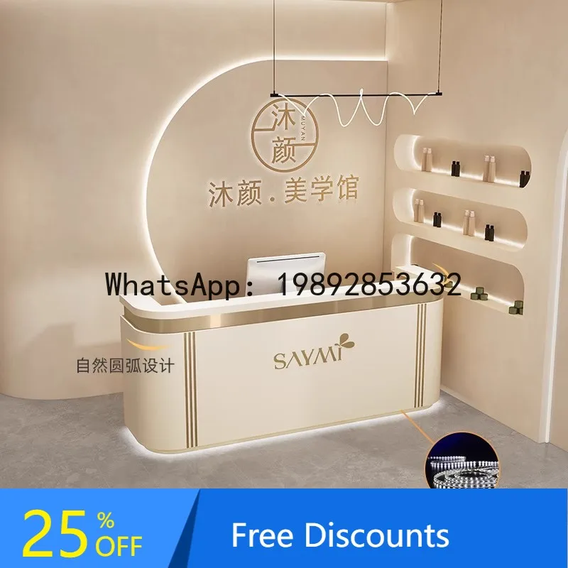 YFY Beauty Salon Cashier Clothing Store Dental Clinic Curved Bar Counter Luxury Training Institution Company Reception Desk