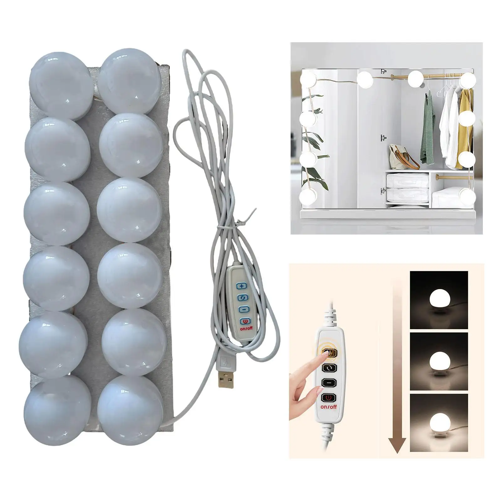 Bathroom Vanity Style LED Dimmable Mirror Strip Lights Bulbs Lamp Makeup