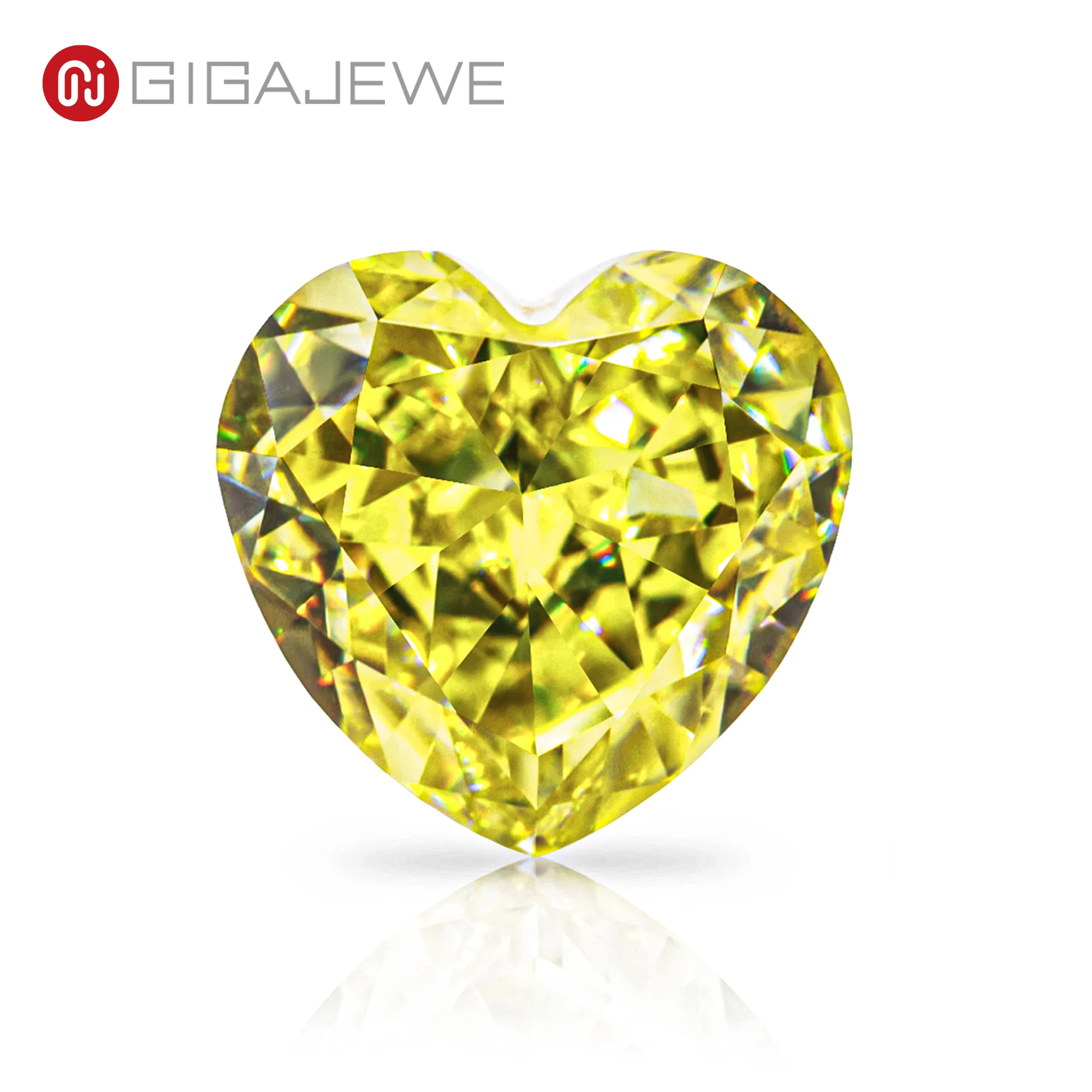 GIGAJEWE Customized Crushed Ice Heart Cut Vivid Yellow VVS1 Moissanite Loose Diamond Test Passed Gemstone For Jewelry Making