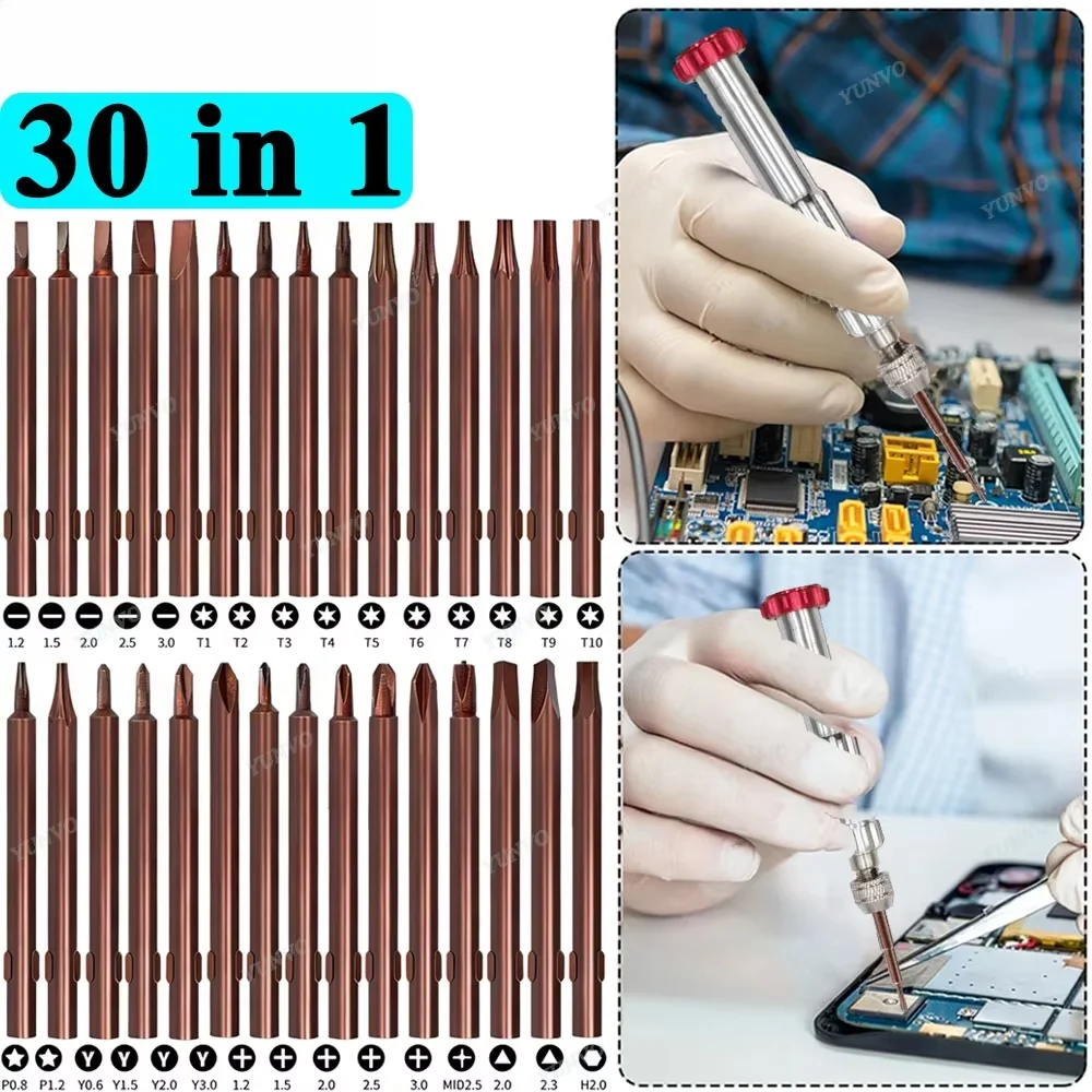 30 in 1 Magnetic Precision Screwdriver Set, S2 Steel Bits, Phone Watch Glasses Repair Tool Kit for iPhone Android