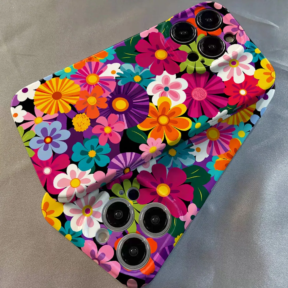 Bunte Retro-Blumen Glänzende Folie Harte PC-Handyhülle für Xiaomi Redmi Note 15 13 12S 12 11S 11 10 9 Pro Plus Max 4G 5G – Detail 3