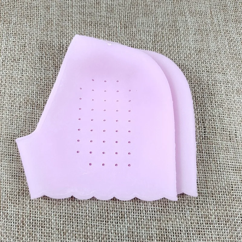 Calcetines de silicona para el cuidado de los pies, calcetines finos de Gel hidratante con agujero, protectores agrietados para el cuidado de la piel del pie, cubierta de encaje para el talón, 1 par