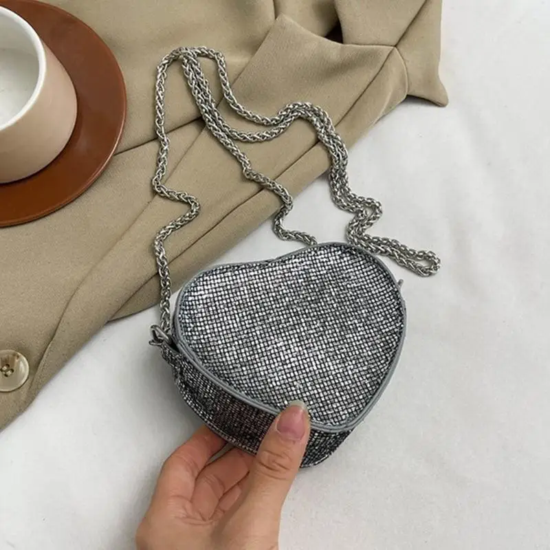 محفظة قلب مطرزة متألقة حقيبة كروس صغيرة هدية عيد الحب سلسلة حقائب كتف محفظة لطيفة للنساء والفتيات 547A