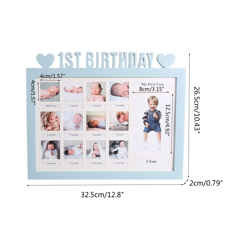 Creative First Year Photo Moment Baby Keepsake Frame DIY 0-12 Month Picture Display Plastic Collage Frame for Mom Parents 85DE