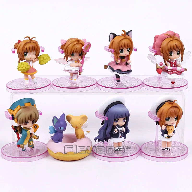 8pcs/set Card Captor Sakura Kinomoto Sakura Daidouji Tomoyo Li Syaoran Kero Figure Model Toys Q Version Dolls Gift