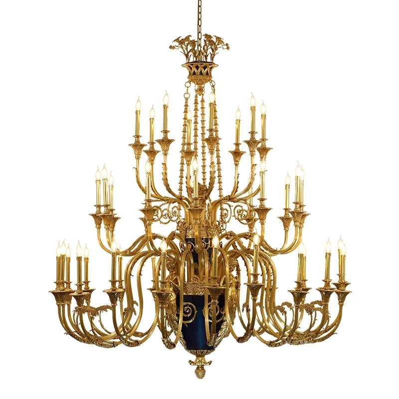 Creative Design Large Size Ceramic Decoration Empire Castle Palace Antique Brass Chandelier