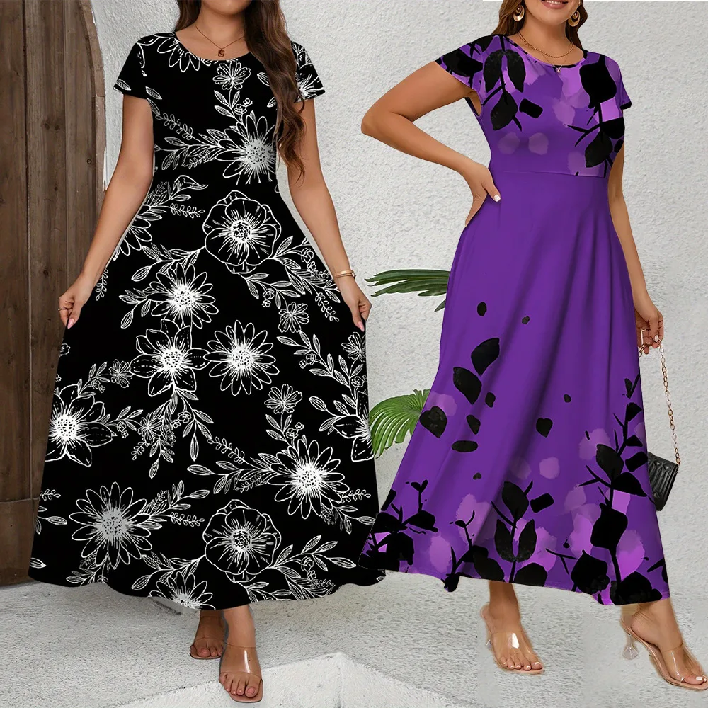 

Ele ort Sve Maxi Dr for plus Size Women Cross-Border Tourist Casual Ele High Waist A-Line Dr