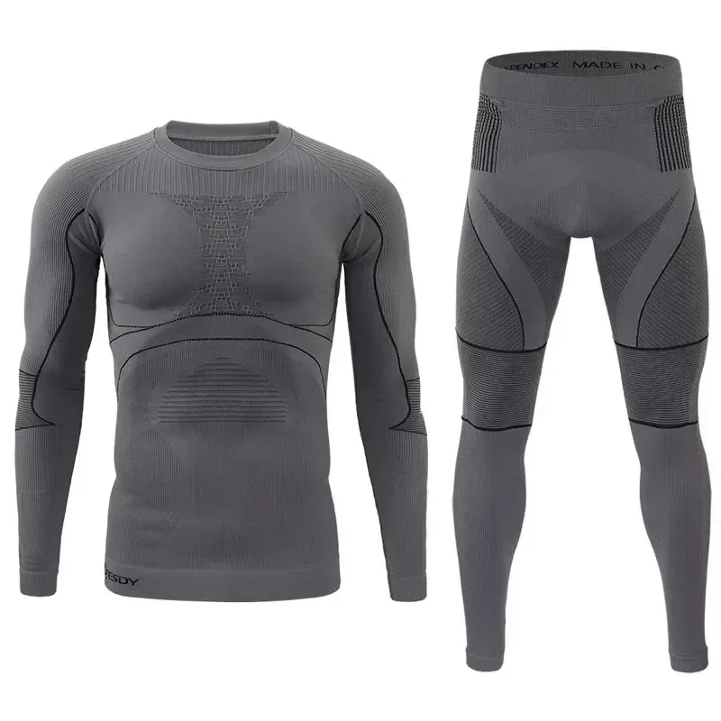Осенне-зимний комплект спортивной одежды для мужчин, катание на лыжах на открытом воздухе, бег, скоростная сушка, плотно прилегающий костюм для фитнеса, базовое теплое нижнее белье
