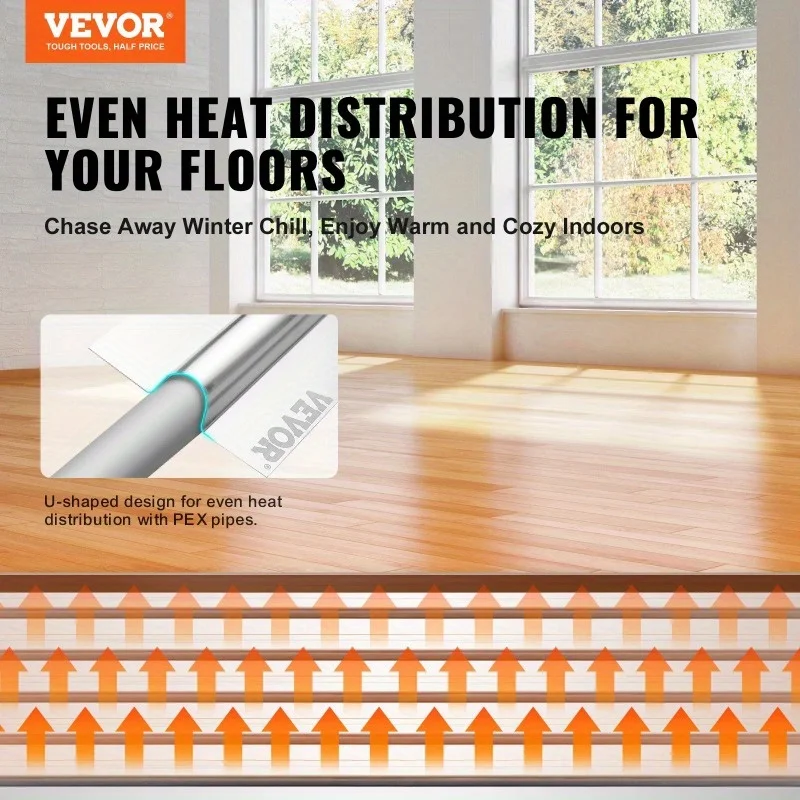 VEVOR PEX Heat Transfer Panel 4ft, Radiant Heat Panel For 3/4 Inch PEX Pipe, Durable Aluminum, Easy To