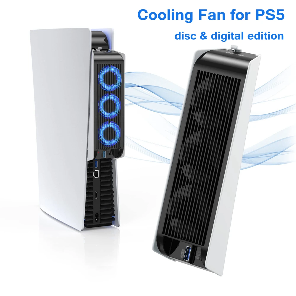 Ventilador de refrigeración mejorado con luz LED, sistema de refrigeración silencioso para Playstation 5, disco y accesorios para juegos de edición Digital