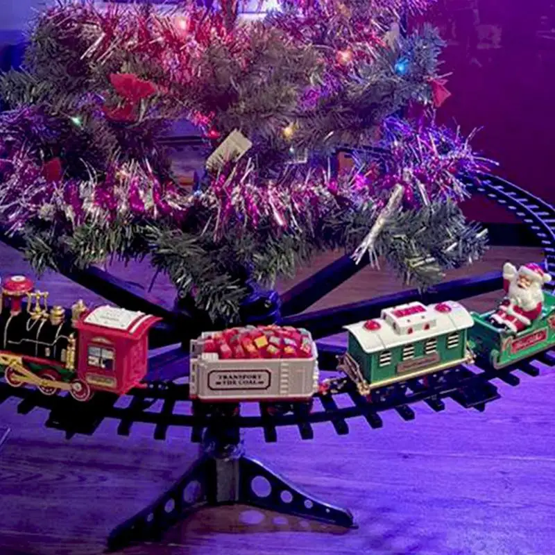 Electric Train Set Toy For Christmas Tree Railway Toys Cars Track With Music Santa Claus Christmas Decor Train Xmas Gifts B066