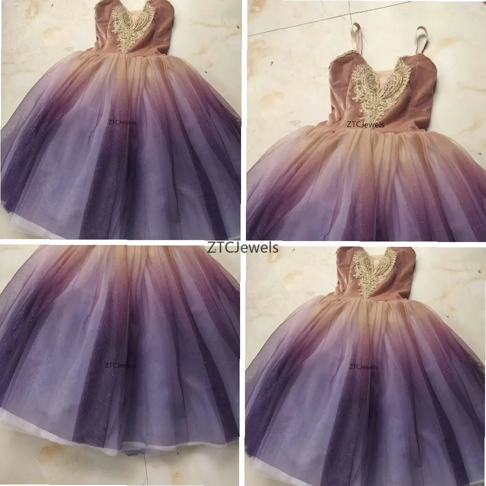 グリーンブルースパンコール付きロングバレエスカートモダンダンスパフォーマンスドレスガールズステージパーティーコスプレ衣装