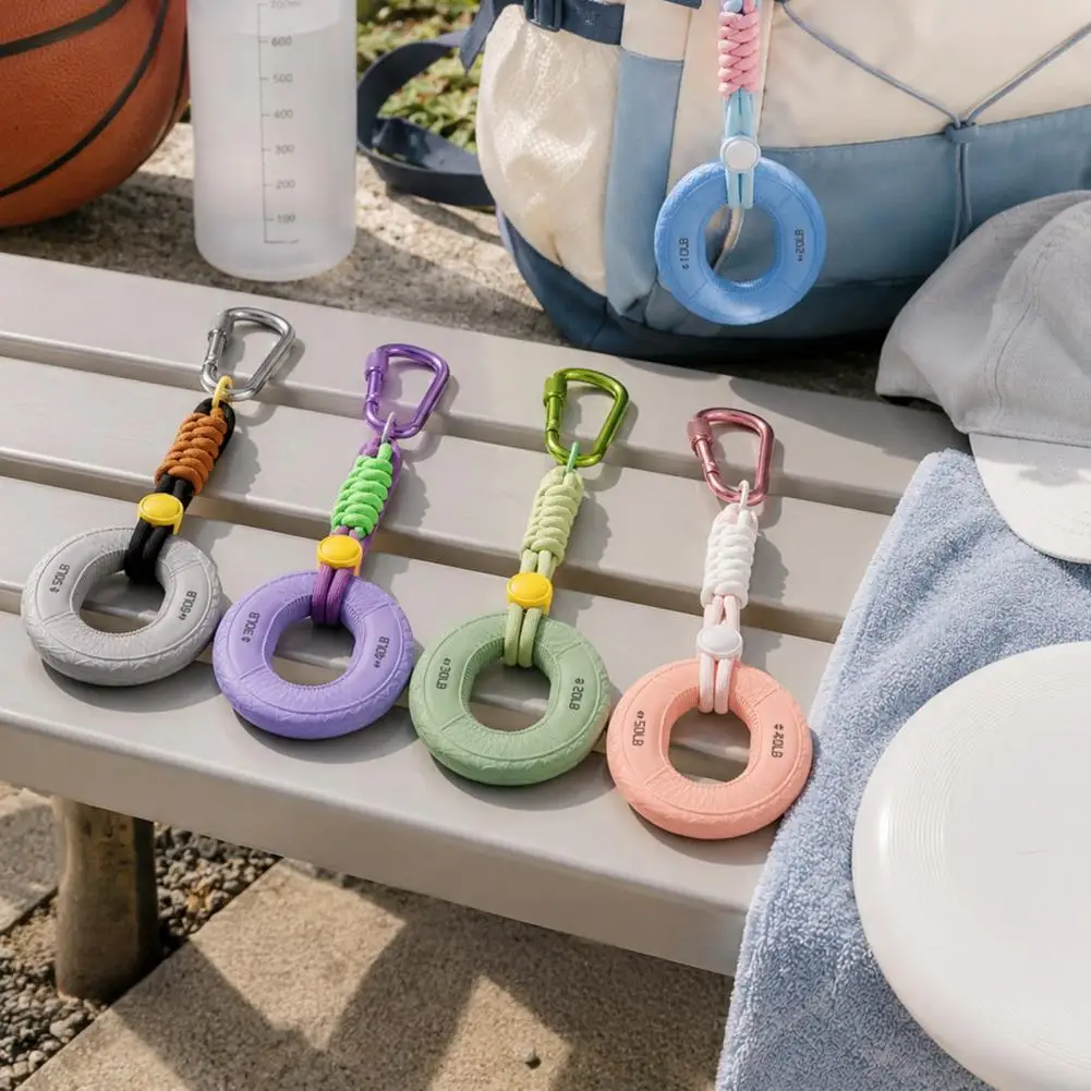 Silicone Grip Ring Keychain Grip Strengthener with Carabiner & Braided Rope Hanging Hand Strength Training Ring Men Women Gift