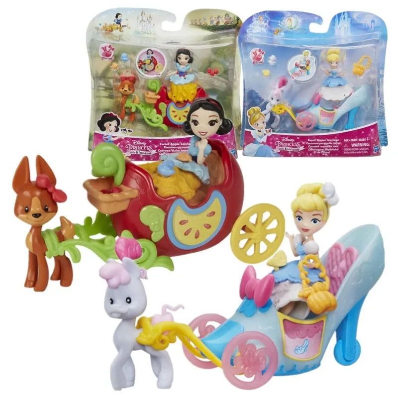 Hasbro Disney Anime Princess Mini Figures Carriage Set Snow White Boat Set Cinderella PVC Action Figures Toys Dolls Girls Gifts