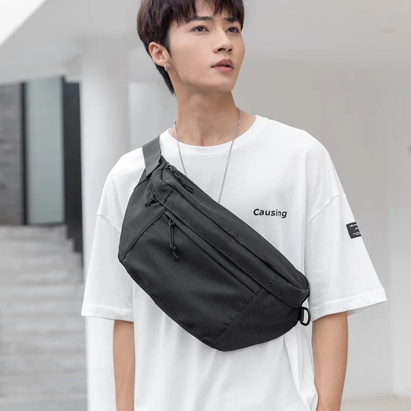 New men's crossbody bag casual versatile large capacity Hong Kong style street chest bag men's waist bag
