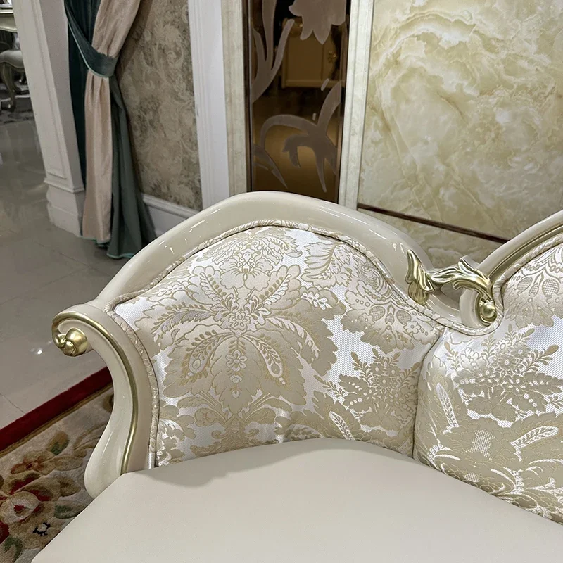 الفرنسية المحكمة نمط السرير نهاية البراز الكلاسيكية الجديدة خشب متين منحوتة غرفة المعيشة أريكة البراز غرفة نوم المطرزة السرير البراز K4050