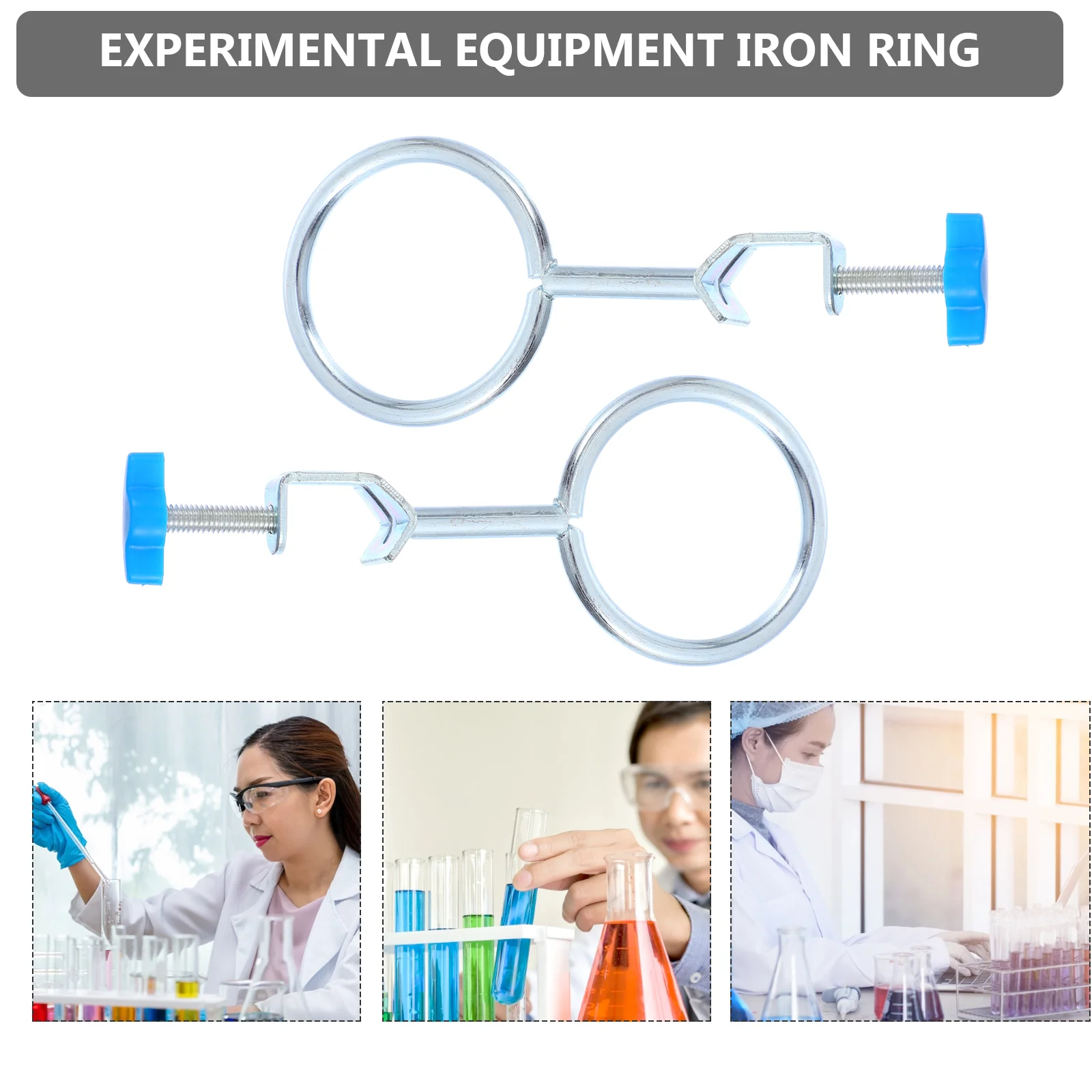 2pcs Durable Support Stand Ring Iron Labs Support Ring Experiment Equipment with Retort Clamp for Laboratory Use