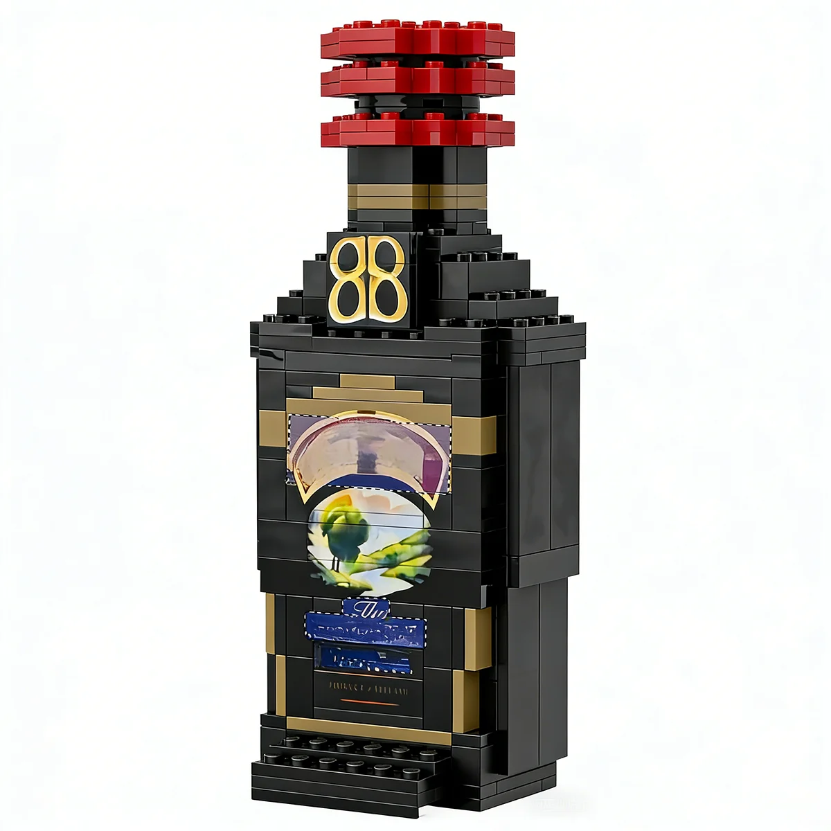 مجموعة نموذج زجاجة نبيذ من قطع البناء، قوالب MOC، ديكور للبار المنزلي، زينة للمكتب، إكسسوارات كؤوس النبيذ، هدايا تجميع يدوية للكبار