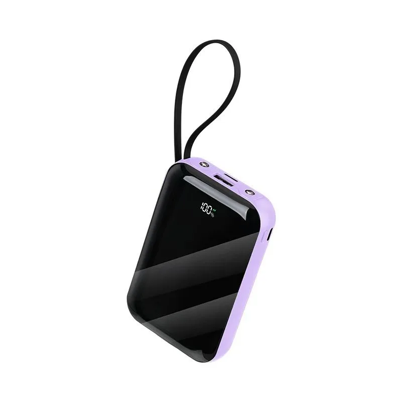 22.5W Fast Charging Built-in Cables Mini Power Bank, Digital Display Portable Travel Battery Pack, Compact Lanyard Emergency Charger for iPhone Android AirPods Outdoor Travel Daily Use view 7