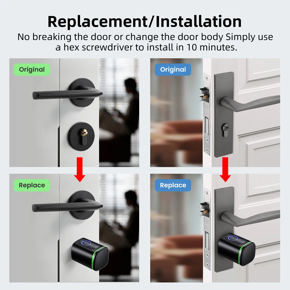 Serratura elettronica intelligente AVATTO Tuya WiFi BLE, sblocco di impronte digitali/APP/chiavi/IC Card per la sicurezza domestica