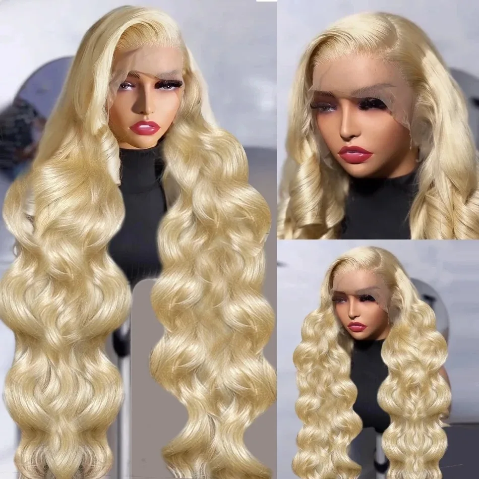 250 density 13x4 Lace Front Human Hair Body Wave 30 40 Inch 613 Blonde 13x6 Lace Frontal Wig Brazilian For Black Women