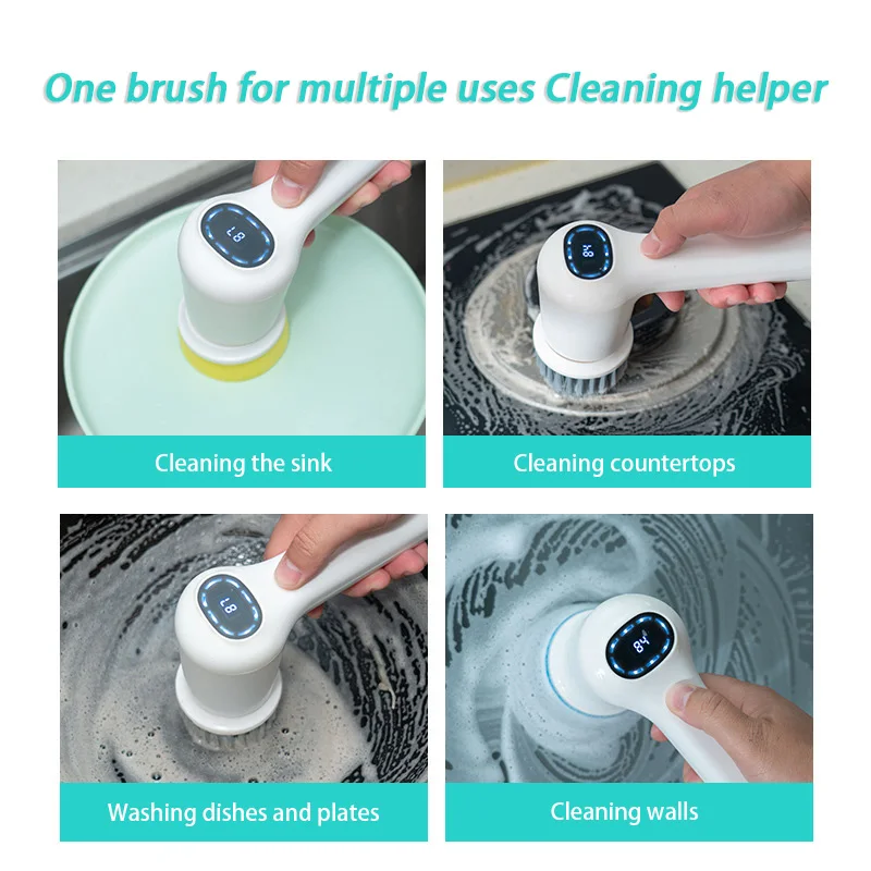 Xiaomi Handheld Electric Cleaning Brush Usb Charging Kitchen Bathroom Household Dishwashing Multifunctional Rotary Scrubber