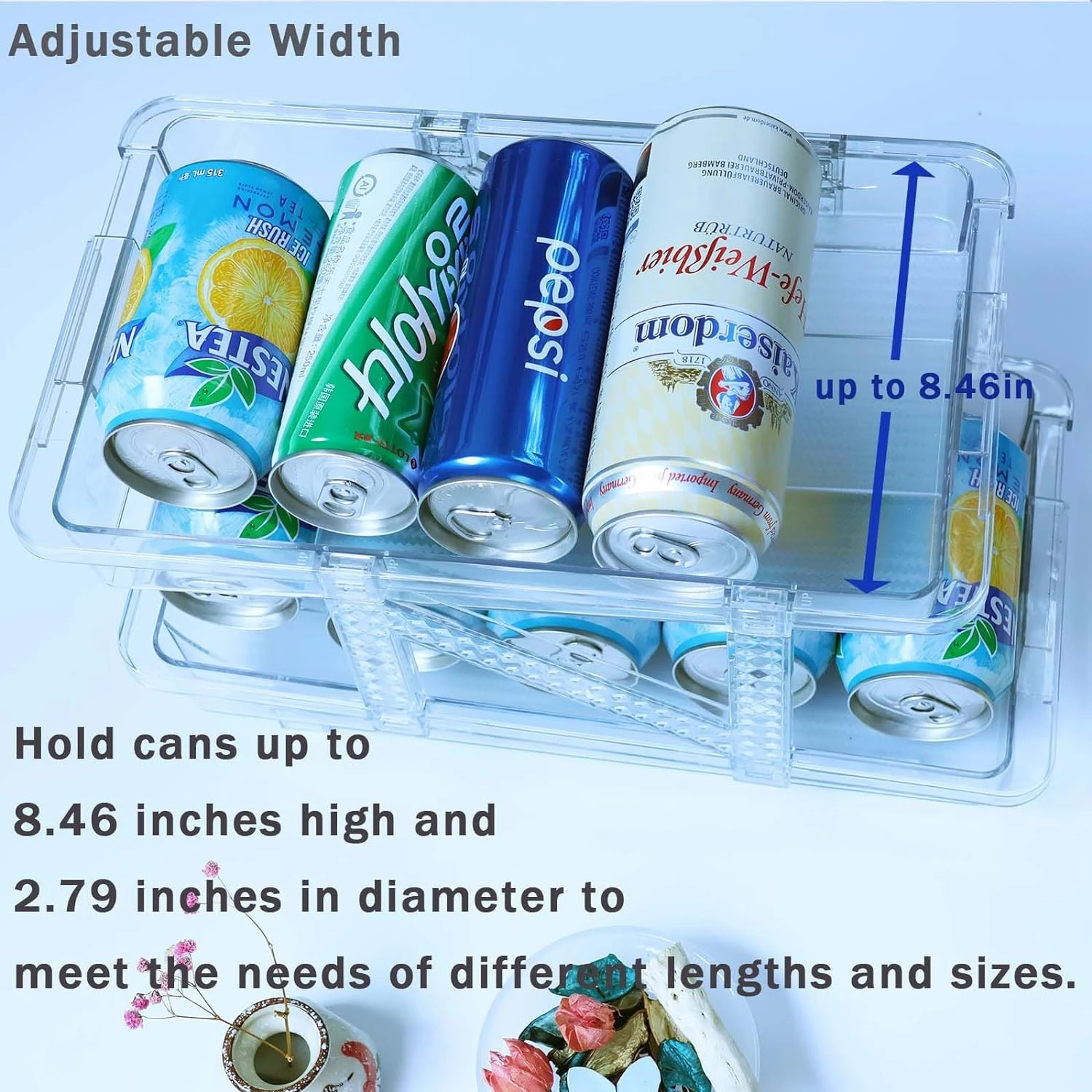 Convenient, Adjustable, and Stackable 2 Pack Neat Soda Can Dispenser for Refrigerator - Space-Saving and Stretchable Organizer t