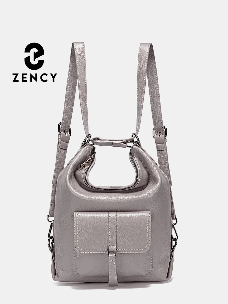 Zency Fashion Women Shoulder Bag 100% Genuine Leather Large Capacity Handbag Multifunction Use Satchel Crossbody Messenger Purse