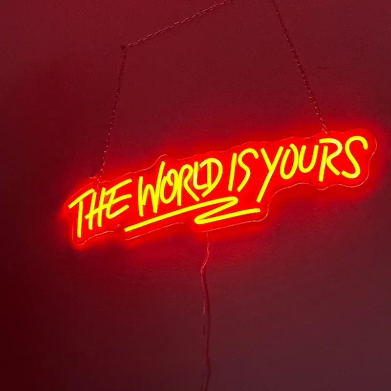 The World is Yours Led Neon Sign,Neon Wall Art,Neon Sign Bedroom,Party Light Decor,Office Shop Signage,Handmade Room Decor