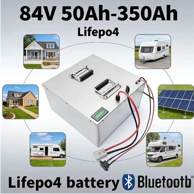 84V LiFePO4 Battery 60Ah-350Ah | 3KW-12KW High Power Deep Cycle Battery with Smart BMS & Charger for RV, Marine, Off-Grid Energy
