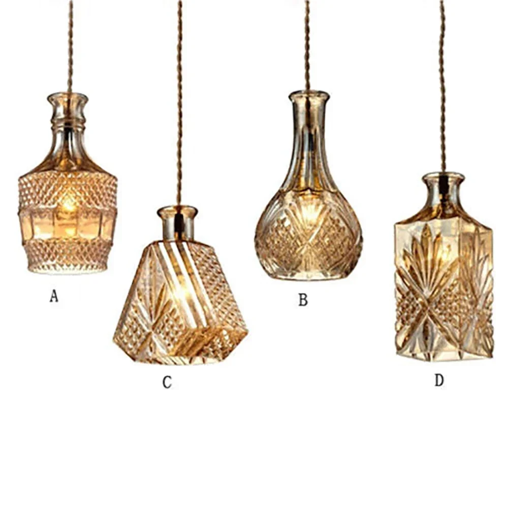 

Creative Retro Chandelier Ceiling Lamp For Bar Living Room Bedroom Dining Glass Wine Bottle Pendant Lamp