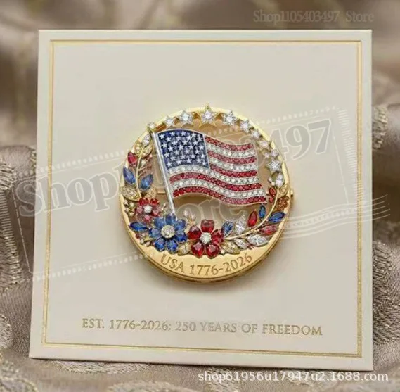 

USA 250th Anniversary Enamel Brooch 1776-2026 American Flag Patriotic Lapel Pin Collectible