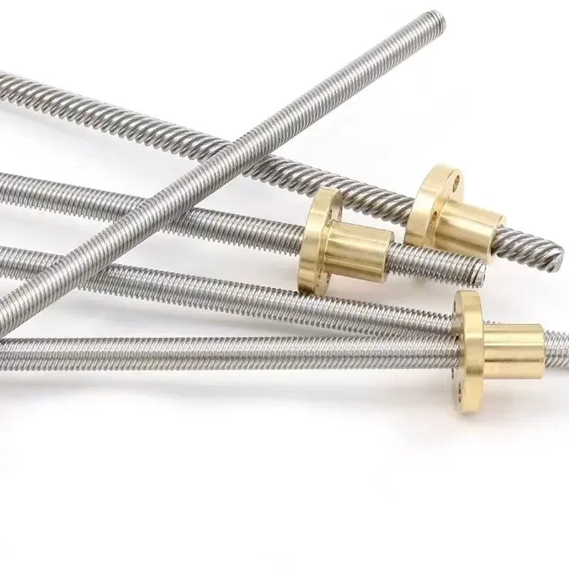 T10 lead screw Left-hand thread lead 2mm 304 stainless steel T10 trapezoidal reverse left-hand screw and reverse copper nut