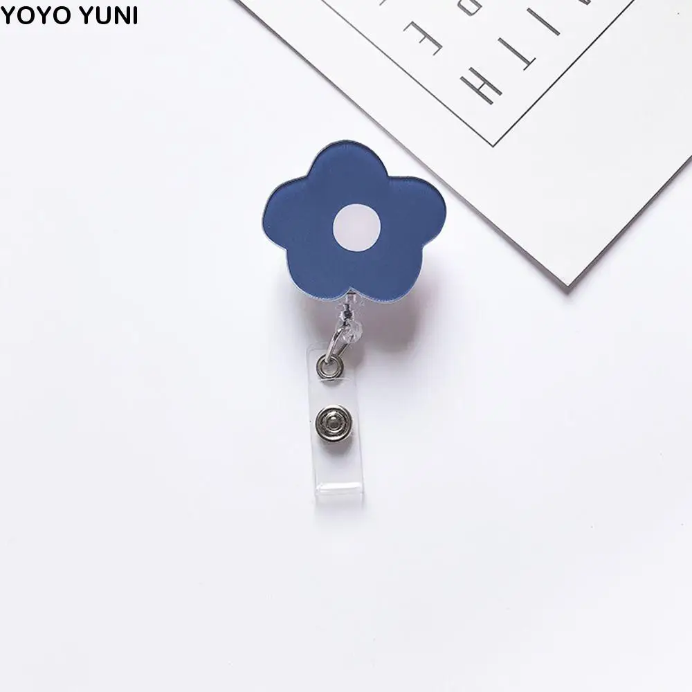

Korea Flowers Candy Color Student Reel Clip Acrylic Cartoon Retractable Badge Reel ID Card Clips Name Card Holder Badge Holder
