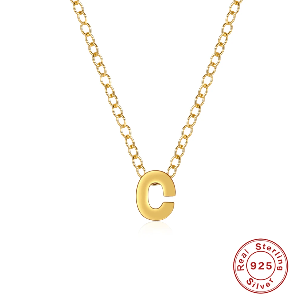 

LENNIK 925 Sterling Silver Small Charms Initial Letter Necklaces 26 Letters Pendant Necklaces For Women Student collars Jewelry