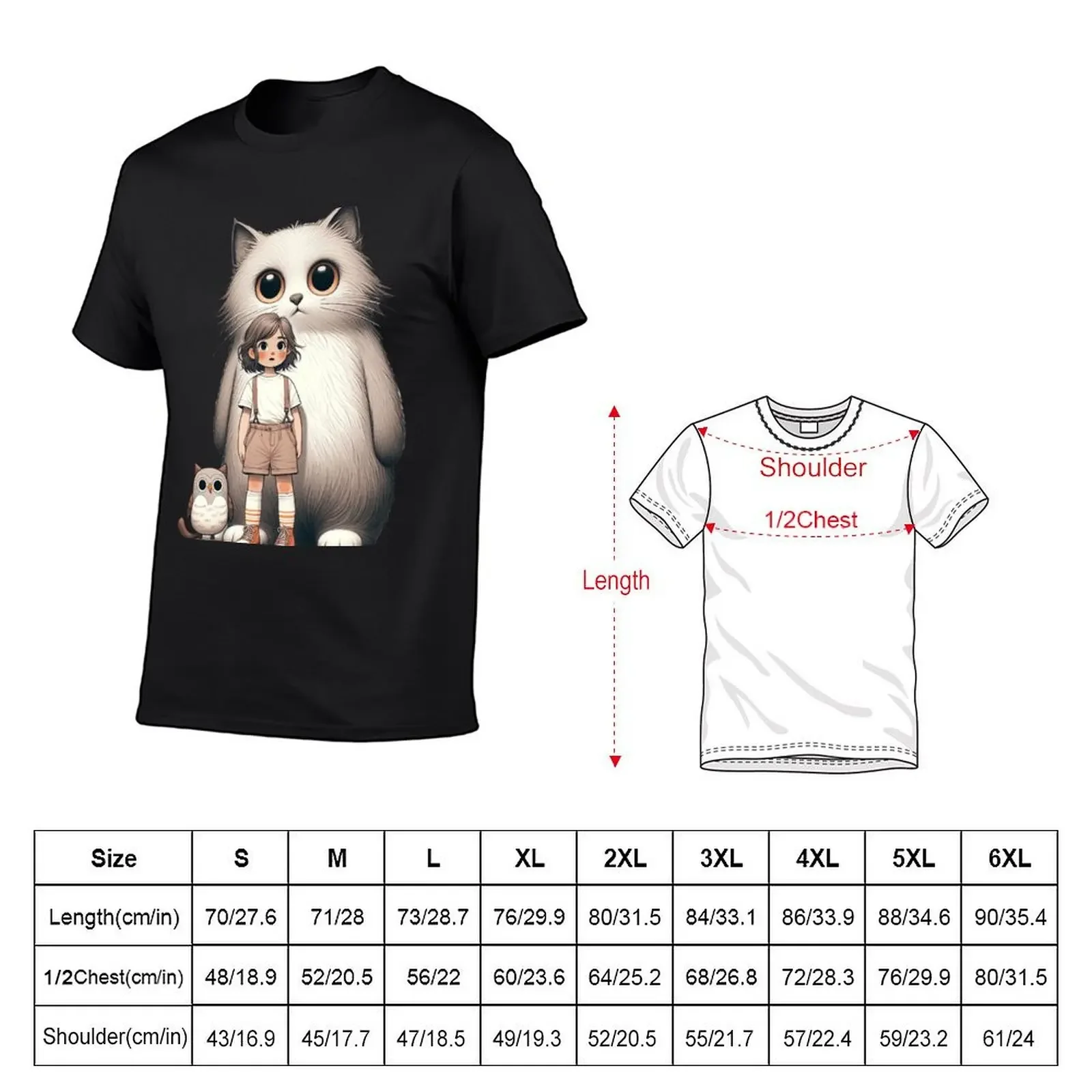 Anime Adventure-menina com Majin gato e coruja gráfico t-shirt, roupas vintage, secagem rápida