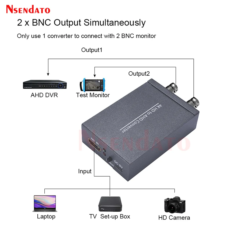 4K HDMI إلى AHD محول الصوت والفيديو اثنين BNC AHD مراقب مزامنة الناتج العرض المزدوج 1 في 2 خارج 1 إلى 2 للكاميرا الكمبيوتر إلى شاشة التلفزيون