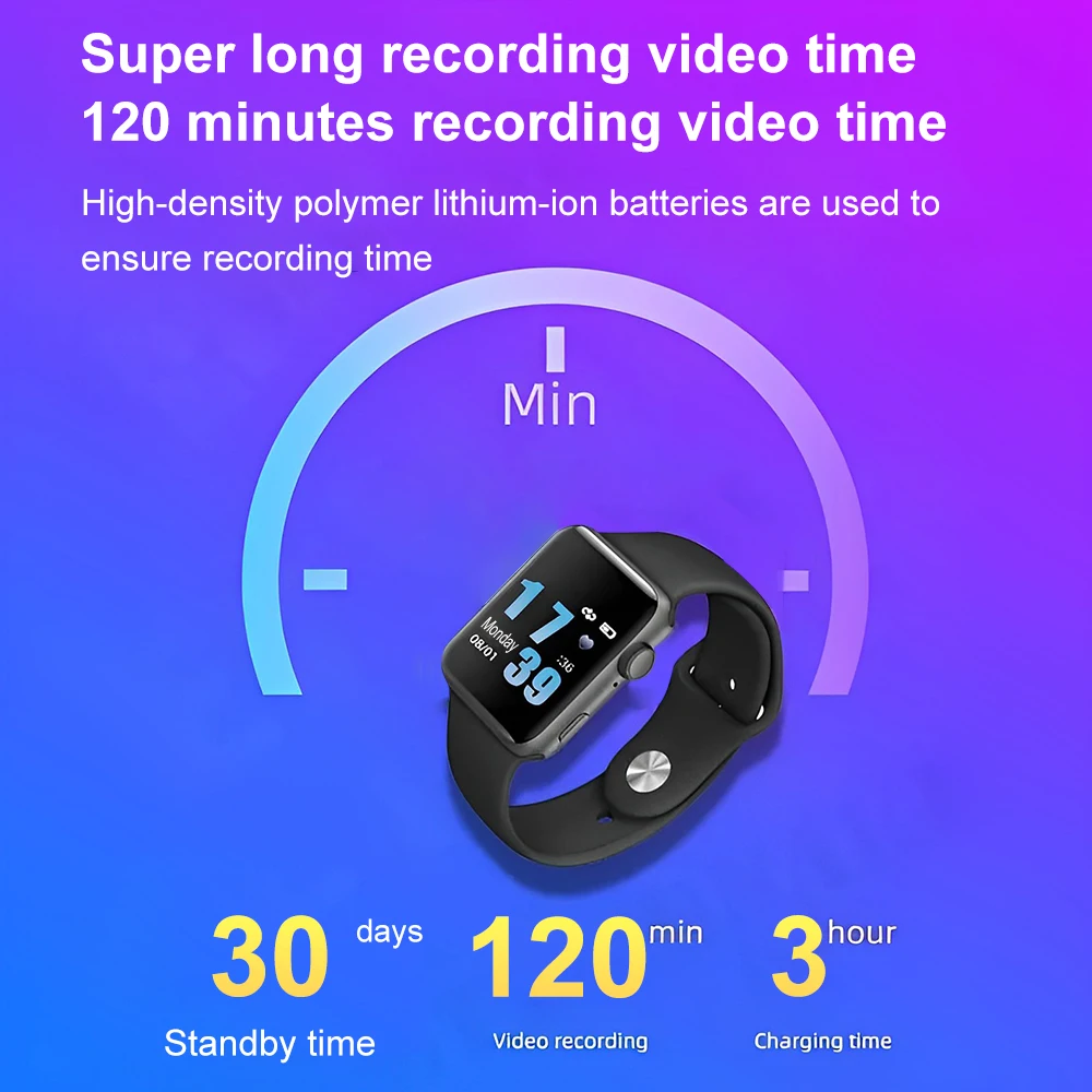 16-256GB Smartwatch 1080p Mini-Kamera Audio-Video recorder Intelligentes hoch auflösendes Video rauschen reduziert die Aufnahme Smartwatch