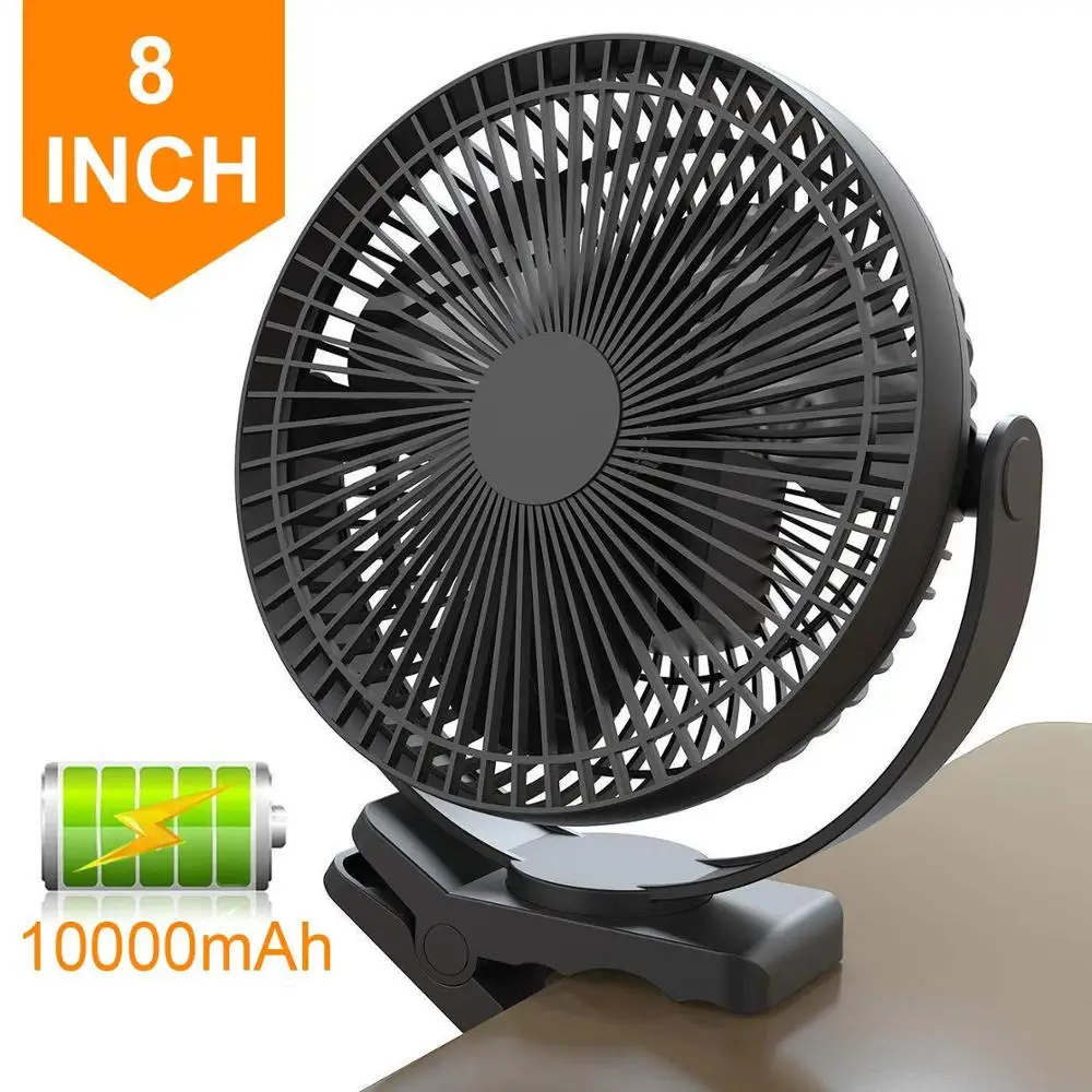 

Clip Fan Battery Operated, 8 Inch 10000mAh Rechargeable Fan for Baby, Portable Cooling USB Fan for Baby Stroller Golf Cart Car