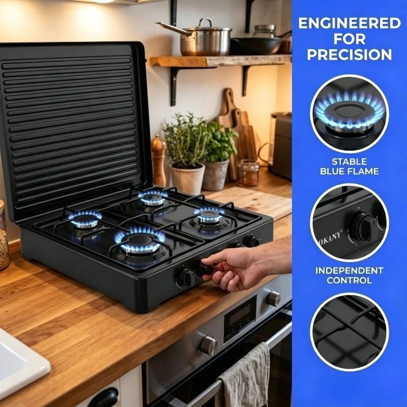 Four-hole Gas Stove, Four-stove Countertop Gas Stove, Liquefied Gas Stove, Fire Adjustment SK-6004