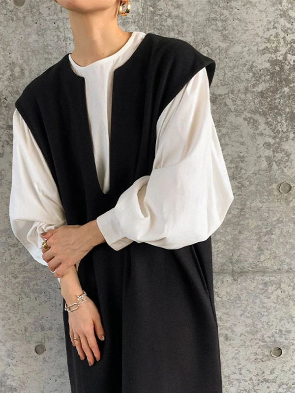 

Loose Svel V-Ne Midi Dr Over-Knee Length Outerwear Korean Sle Women's Faion Commute Long Dr Coat