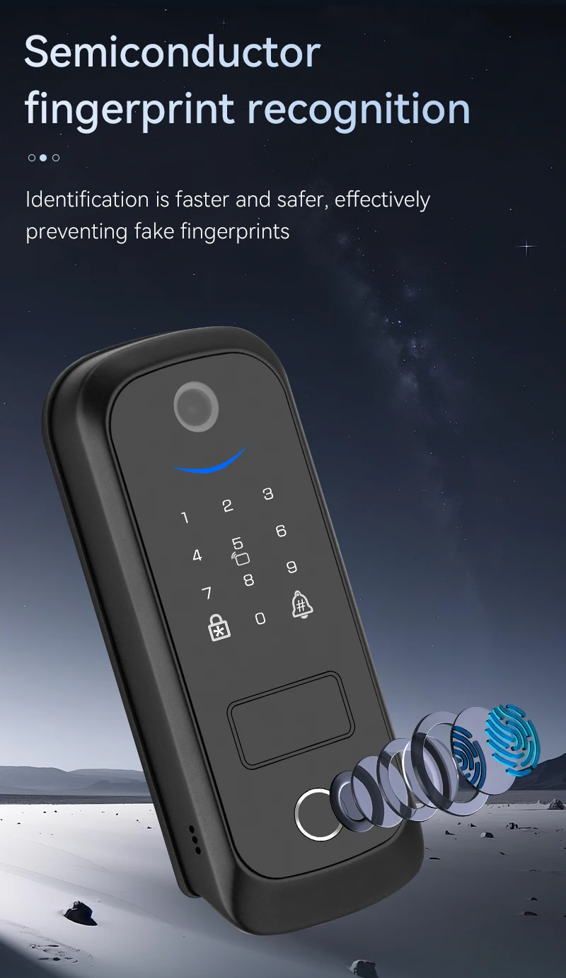 Camera Tuya Wifi App Smart Digital Deadbolt Lock Doorbell Remote Unlock Fingerprint Password Key Card Electronic Door Lock